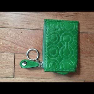 Green patent leather coach keychain