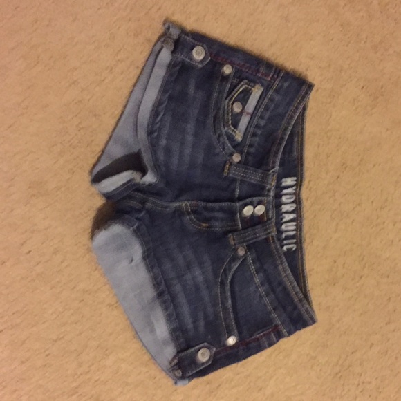 Blue jean shorts .