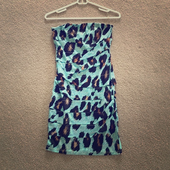 strapless leopard dress