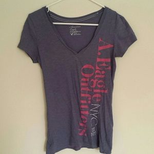 Purple and pink american eagle v neck