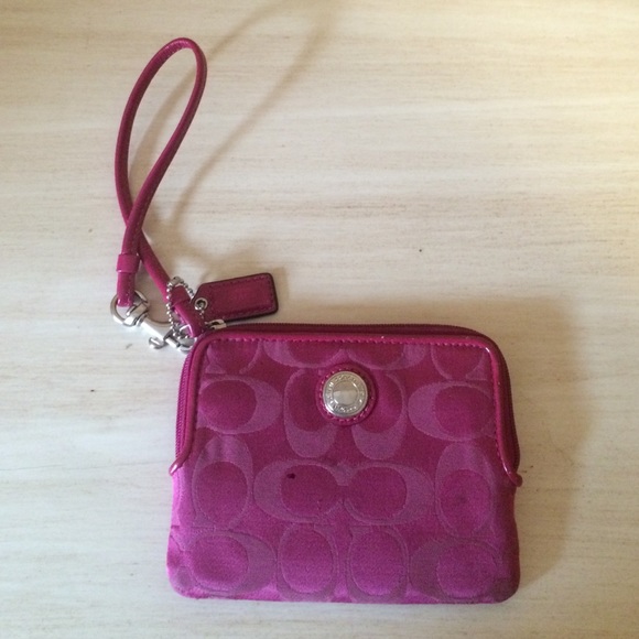 Coach hot pink wristlet