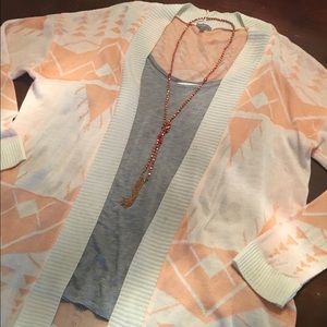 Peach/Cream Aztec Cardigan