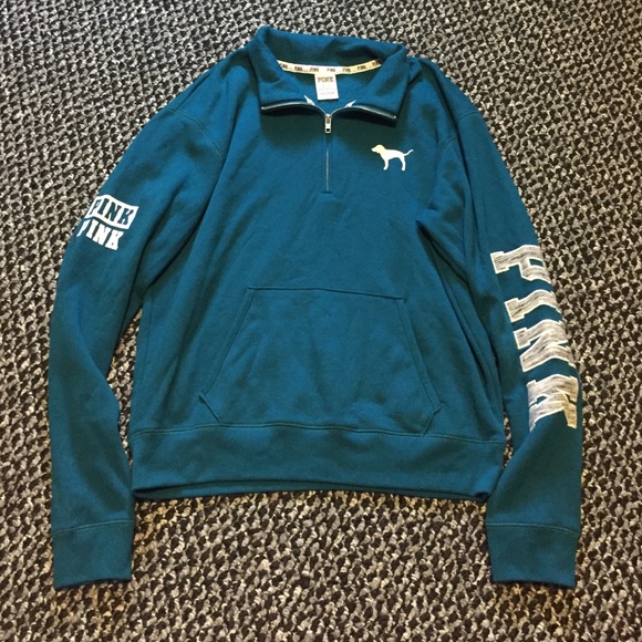 TEAL colored VS Pink quarter zip sweatshirt