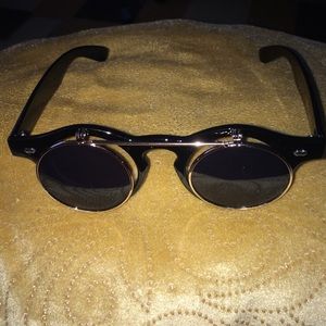 Small Retro Steampunk Circle Flip Up Glasses