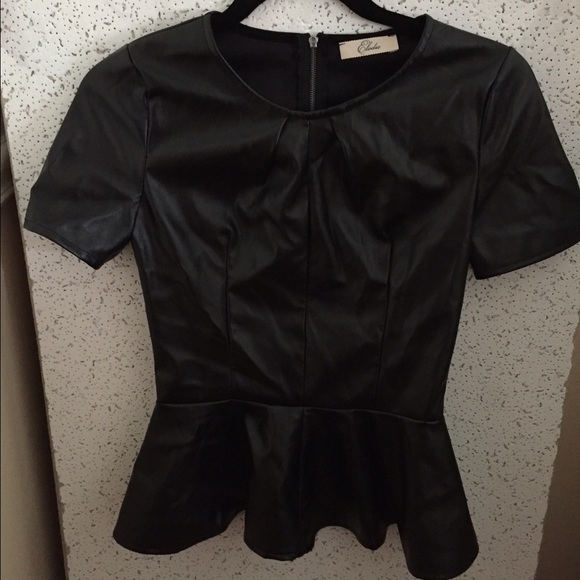 Faux leather peplum top