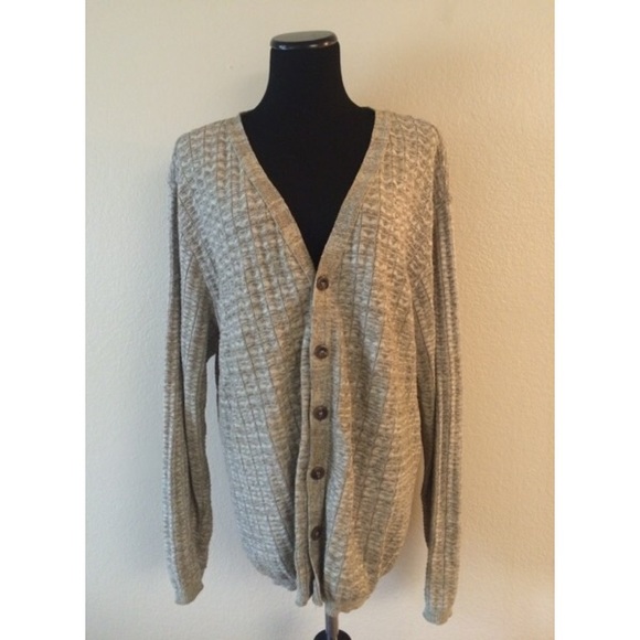 Green and White Button Up Cardigan