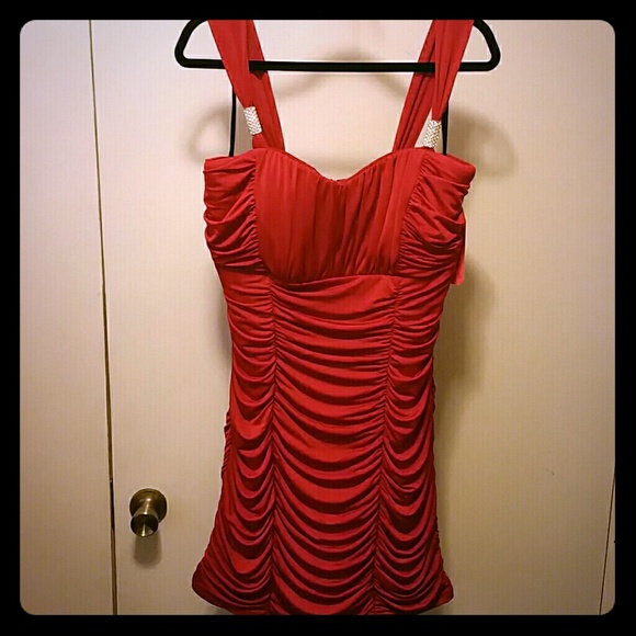 Plus - size red ruched dress - NWT