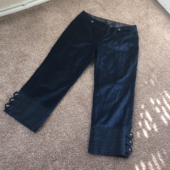 Navy blue velvet Capri pants