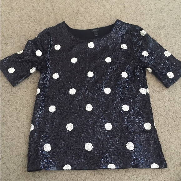 Jcrew sequin polka dot top