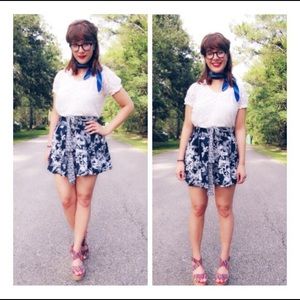 Navy Floral Skirt
