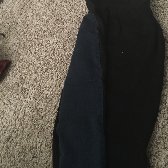 Blue jean front black back pants