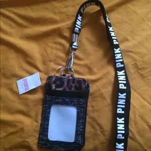 PINK card case with lanyard