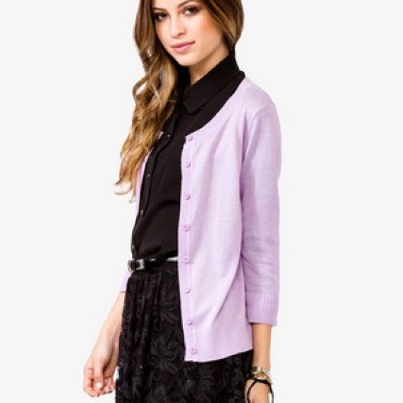 Lavender 3/4 (three quarters) sleeve cardigan