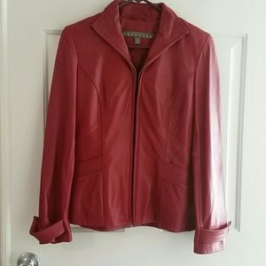 Gorgeous Kenneth Cole Reaction red leather jacket