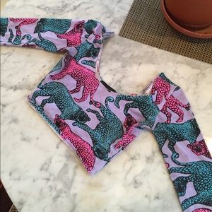 Nasty Gal 3/4 Sleeve Cheetah Crop Top Size S