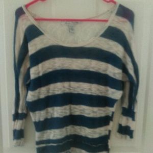 Blue and white stripped shirt with laced back