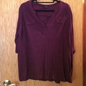 Burgundy speckled top.