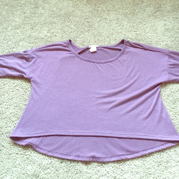 Purple 3/4 sleeve crop top