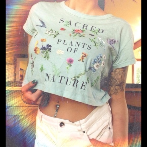 Teal Graphic Crop Top