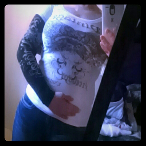 Vintage rhinestone long sleeve tee