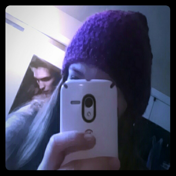 Hand crocheted pink/purple beanie