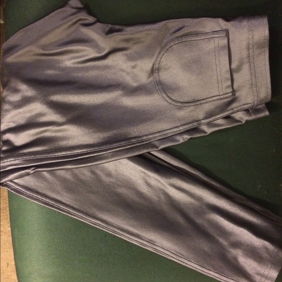 Gray high waist disco pant metallic finish