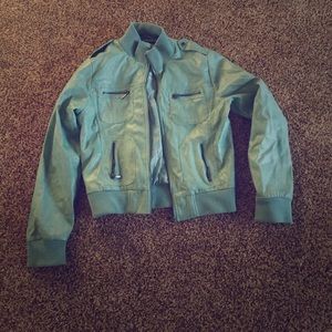 Pastel Green Fake Leather Jacket