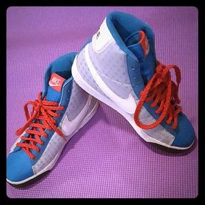 red white and blue nike high tops