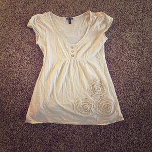 Cream top with Lace Rose detail