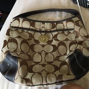 Coach Ergo signature and leather brown hobo