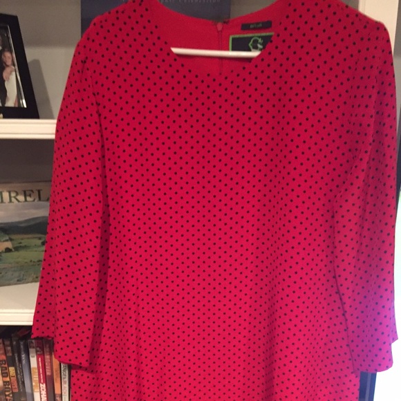C Wonder Red with Black Dot Silk Dress