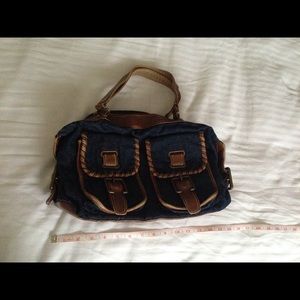 Jean denim mini duffel bag L 15 x H 8 in weekender purse