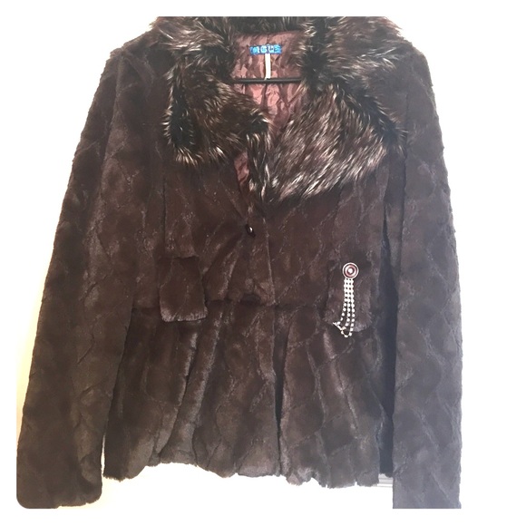 Dark brown faux fur coat