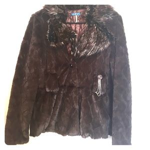 Dark brown faux fur coat