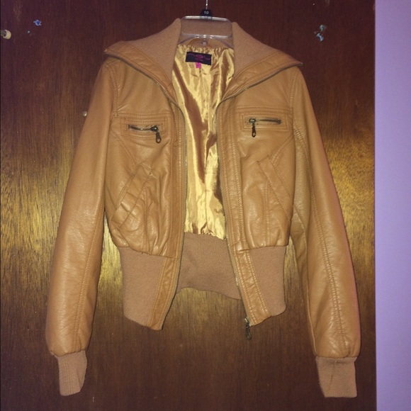 brown leather jacket