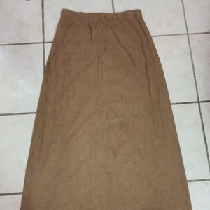 NWOT. Brown suede maxi skirt