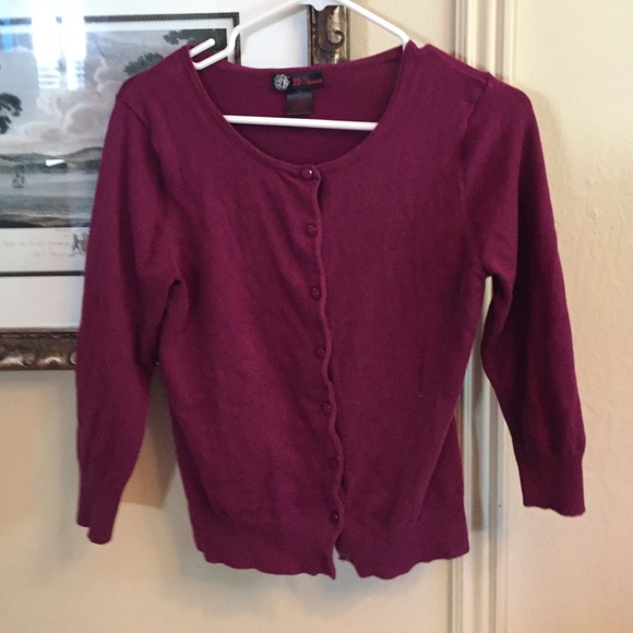 3/4 sleeve purple cardigan