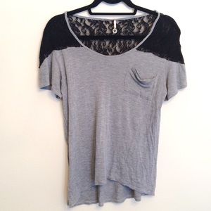 Black Lace detailed Tee