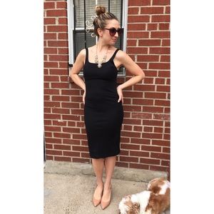 Fitted Black Midi Dress