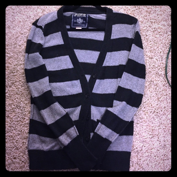 VS PINK black/grey striped sweater! PRICE IS FIRM