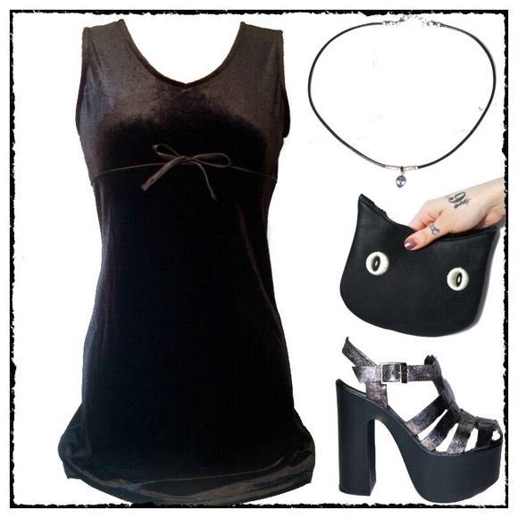90's Vintage velvet baby doll dress