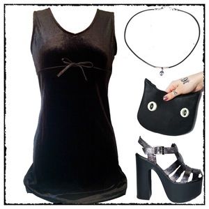 90's Vintage velvet baby doll dress