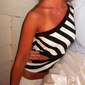 Bebe one shoulder cut out top