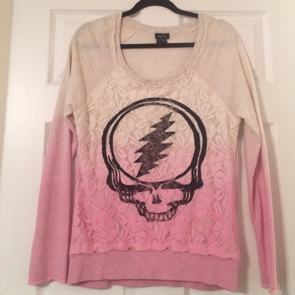Grateful Dead pink and cream sweater.