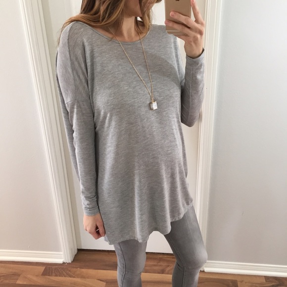 Sold • Heather Grey Twist Back Top - Picture 2 of 4