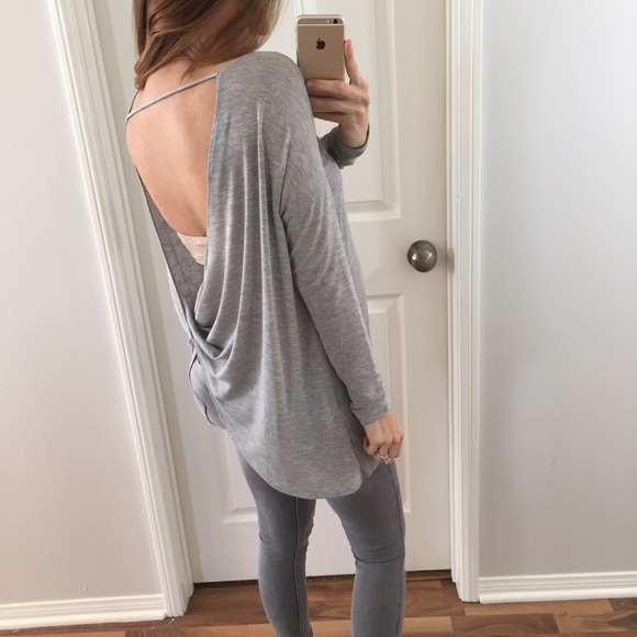 Sold • Heather Grey Twist Back Top - Picture 4 of 4