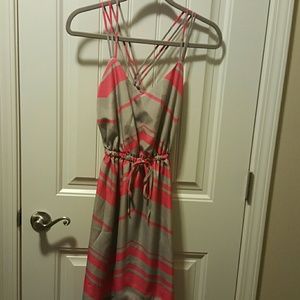 Grey and pink stripe summer dress