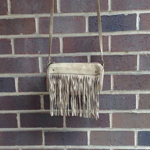 Clearance Genuine suede fringe crossbody purse