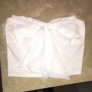 White bow bandeau top
