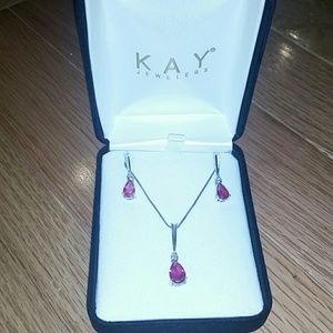 Kays Ruby Earrings and Necklace